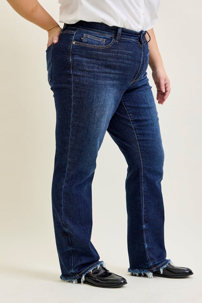 Selena Mid Rise Straight Leg with Fray Hem - PLUS