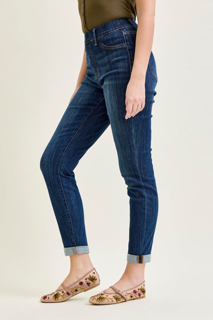 Hailey High Rise Pull On Double Cuffed Slim Jeans