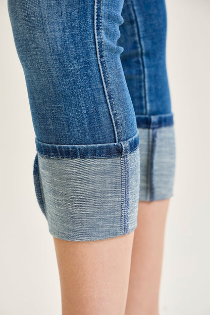 Kayla High Rise Tummy Control Back Shield Pockets & Cuff Capri