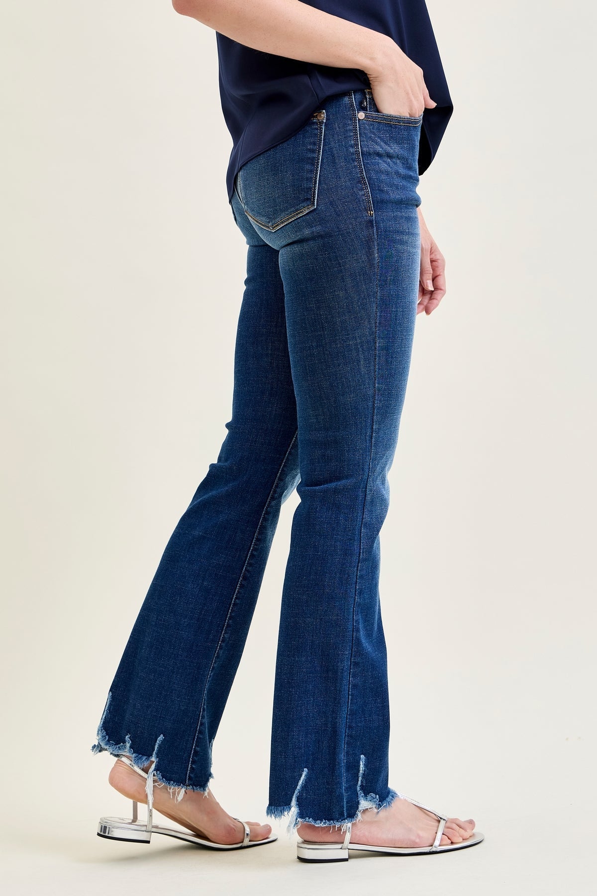 Natalie Mid Rise Non-Distressed Hem Bootcut Jeans